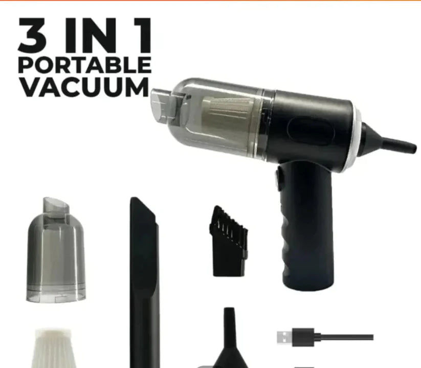 3-IN-1 PORTABLE VACUUM CLEANER: DUSTER, BLOWER, AND AIR PUMP